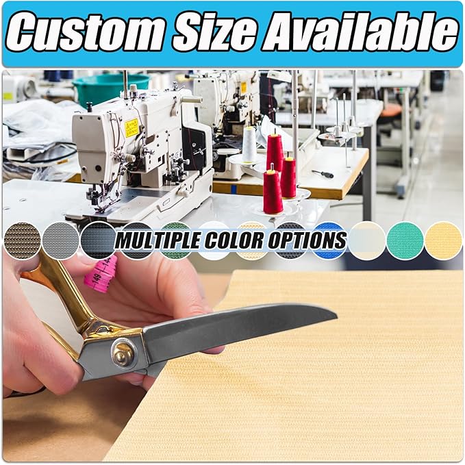 Amagenix 90% Pergola Shade Cover 13' X 13' Sun Shade Cloth with Grommets for Outdoor Garden Patio Porch, Commercial Grade 200 GSM - Cable Zip Ties Included (We Customized) GN108, Wheat