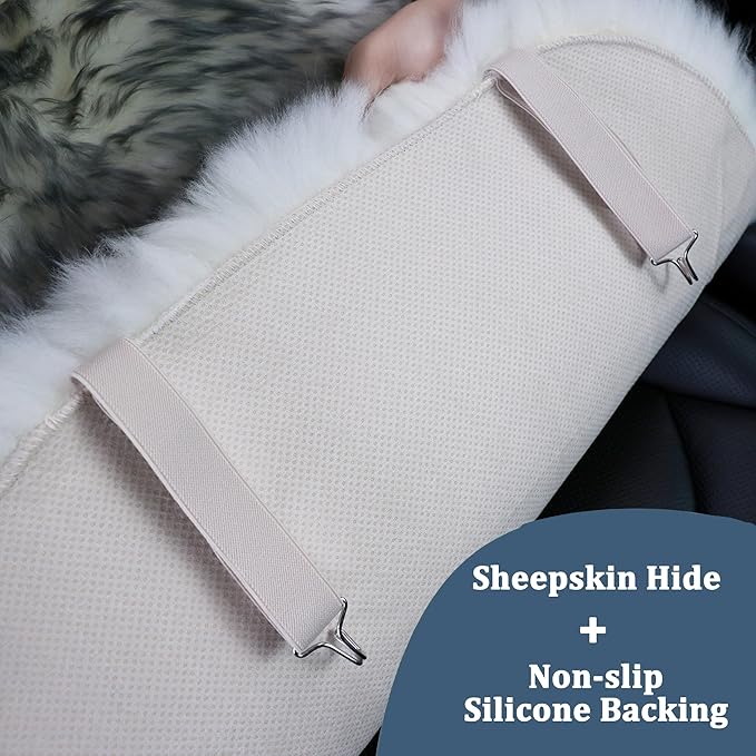 OGLAND Fluffy Sheepskin Car Seat Cover-Fuzzy Fur Auto Cushion for Universal Automotive Protector (Pink, 1 Pcs Front Seat Cover)