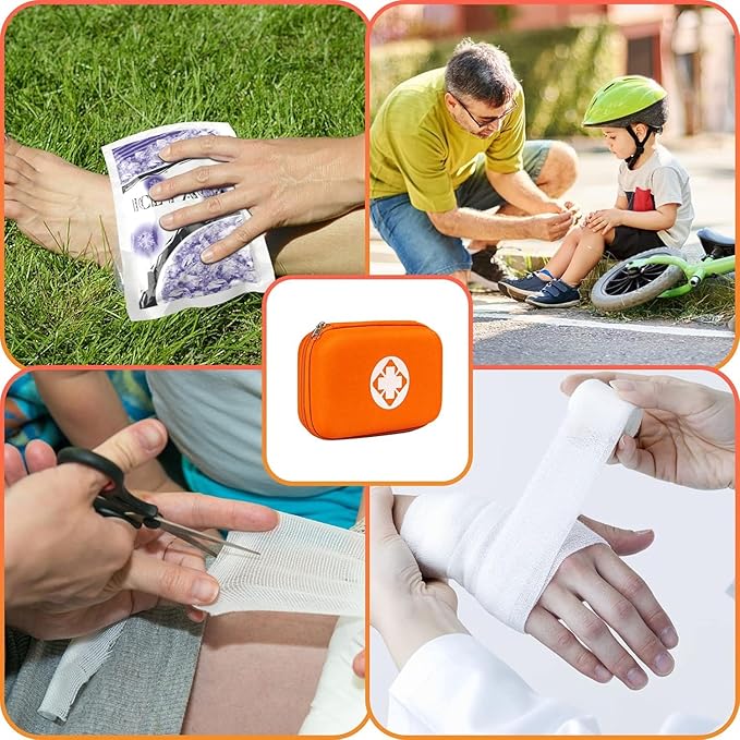 First Aid Kit Emergency Kit Camping Essentials Car-Home Orange First-Aid Bag - 277 Piece Emergency Supplies Hiking First Aid Kit for Backpack Survival Kits for Disaster Preparedness YIDERBO
