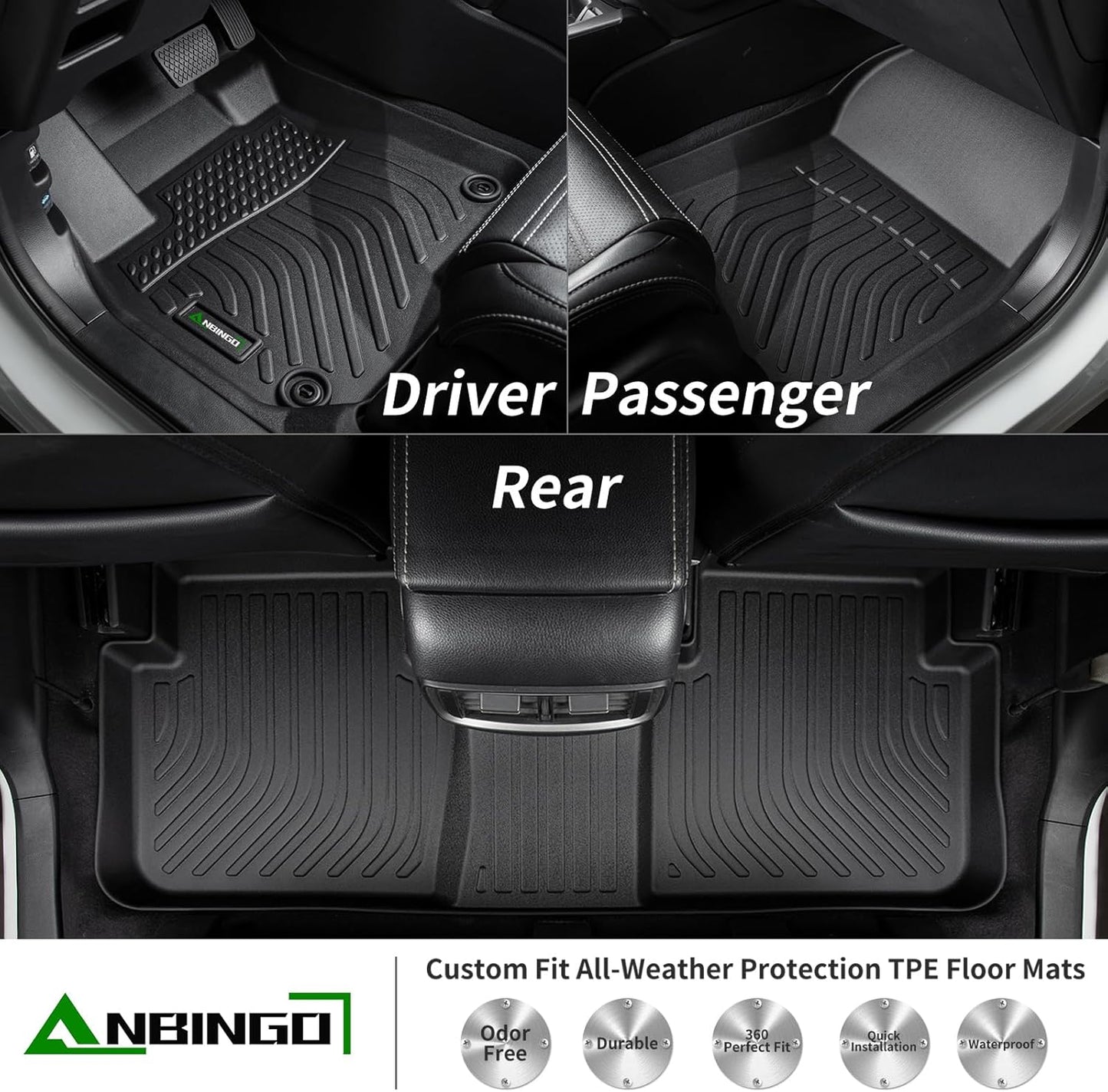 ANBINGO®-Floor Mats & Cargo Liner for Toyota Corolla Sedan 2014-2019 (Not for Hatchback or iM Models),TPE All Weather for Toyota Corolla Floor Mats,Corolla Accessories