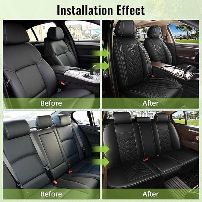 AOMSAZTO Car Seat Cover for Chevrolet Chevy Trailblazer 2021-2024 2025 2026 Full Set: Waterproof Faux Leather Car Seat Protector - Interior Seat Covers Decoration Refresh Accessories - Black
