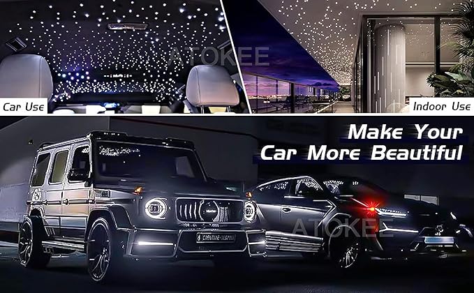 ATOKEE 16W Twinkle 550pcs Starlight Headliner Kit, 0.03in/0.75mm 9.8ft/3m Small Size Fiber Optic Car Star Roof Lights with Bluetooth APP/Remote Control