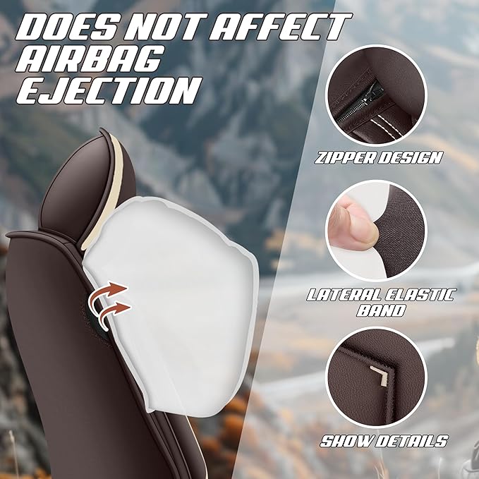 Car Seat Covers Fit for Toyota rav4 2000-2026, Stylish Sport Seat Covers, Waterproof Wear-Resistant Premium Nappa Leather Car Seat Cover.(Full Set with Pillow/Coffee Color)