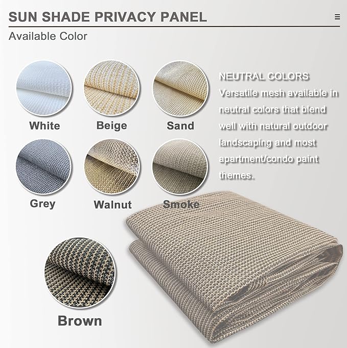 Sun Shade Privacy Panel with Grommets on 4 Sides for Patio, Awning, Window Cover, Pergola or Gazebo (Mocha Brown, 10' x 10')