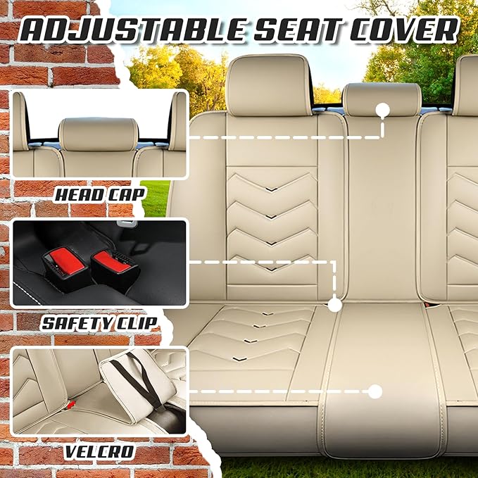 Car Seat Covers for VW Eos 2007-2016, Premium Nappa Leather Car Seat Cover, Stylish Sport Seat Covers， Automobile Seat Cover Sets.(Standard 5 Seats/Beige)