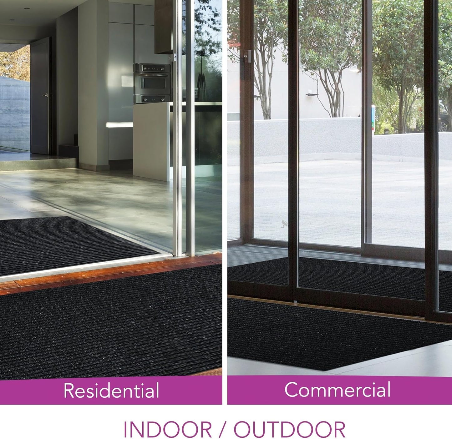 iCustomRug Spartan Weather Warrior Duty Indoor/Outdoor Utility Ribbed in 3ft,4ft,6ft Widths 70 Custom Sizes with Natural Non-Slip Rubber Backing 4'X50' in Black