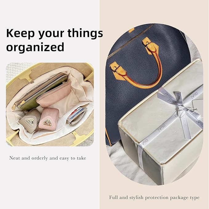 DGAZ Silk Purse Organizer Insert Fits LV Speedy 16/20/25/30/35/45 bags，Silky Smooth Bag Organizer，Luxury Handbag & Tote Shaper（Craie，SP25）