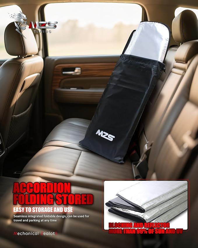 MZS Windshield Sun Shade Compatible with Colorado 2023-2026 / Canyon 2023-2026, Foldable Car Front Window Sunshade with Storage Pouch, Sun Visor Shield Accessories for Interior Protector