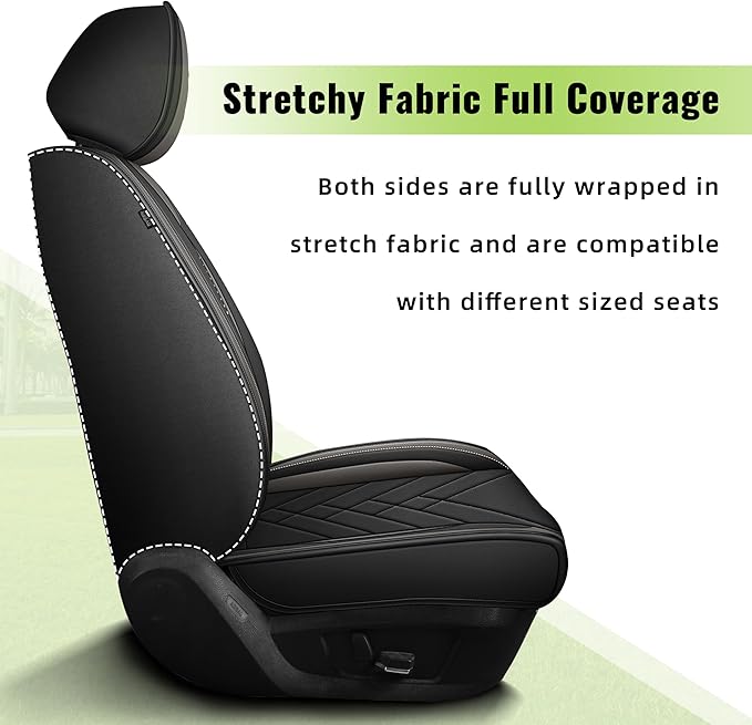 AOMSAZTO Car Seat Cover for Chevrolet Chevy Tahoe 2011-2025 2026 Front Set - Waterproof Faux Leather Seat Protector, Non Slip Car Seat Cushion, Interior Seat Covers Auto Accessories - Black&Grey