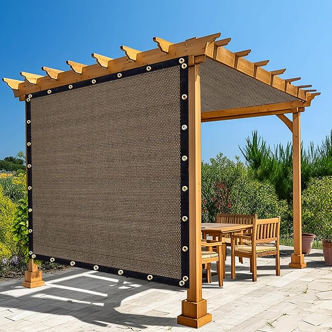 Amagenix 90% Shade Fabric 10'X 15' Mocha Sun Shade Cloth with Grommets for Pergola Replacement Shade Cover Canopy, Heavy Duty, Cable Zip Ties Included (We Customized)