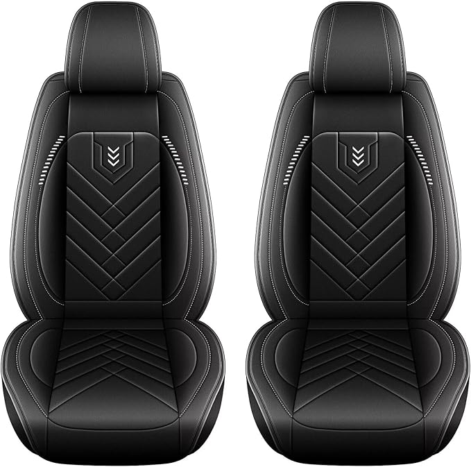 AOMSAZTO Car Seat Covers Fit for Hyundai Sonata 2007-2025 2026 Front Set Premium Seat Covers Waterproof Leather Automotive Seat Cushion Protector Compatible with Airbag(2 Seats,Black)