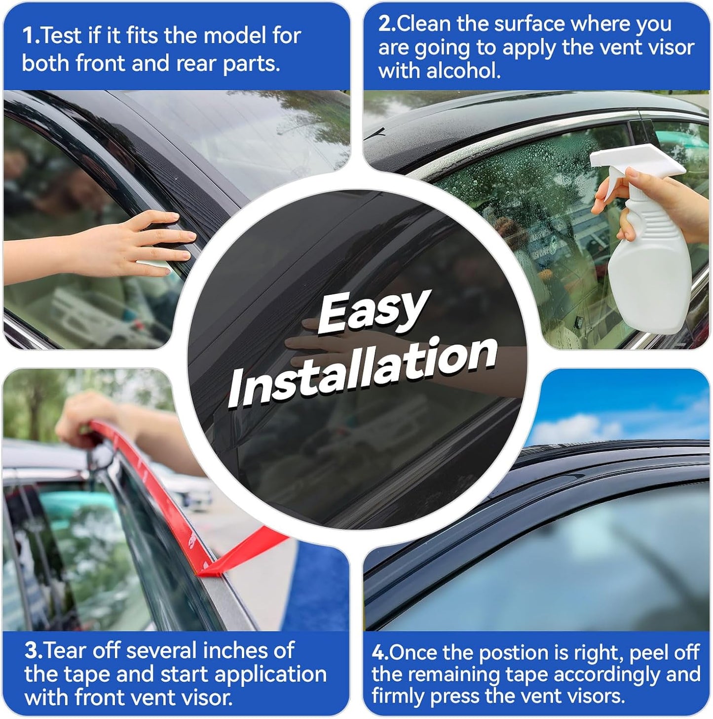 Window Visors Rain Guards Shield for 2004-2015 Nissan Titan Crew Cab, Out-Channel Window Vent Wind Deflectors Visors Shades for 04-15 Nissan Titan Crew