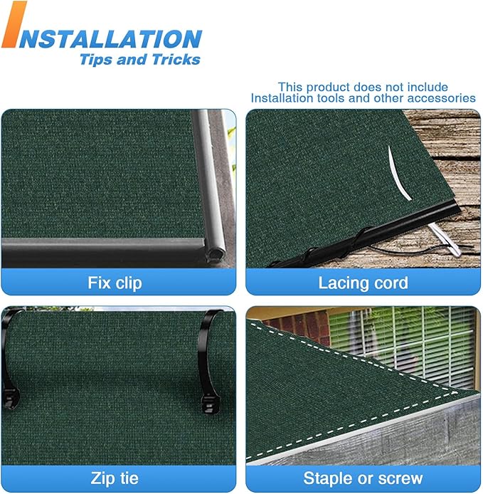TANG Sun Shade Fabric Roll 8'x31' Shade Cloth for Garden Dark Green HDPE Mesh Shading Pergola Cover Replacement Canopy, 95% Blockage Sunshades for Outdoor Patio Backyard Plant