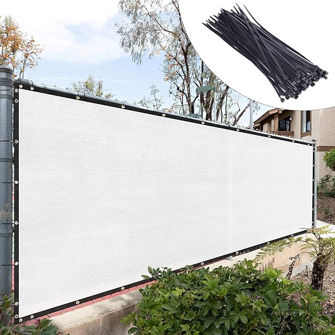 Royal Shade Custom Size 6' x 102' White Fence Privacy Screen Windscreen Cover Netting Mesh Fabric Cloth - Cable Zip Ties Included (We Make Custom Size)