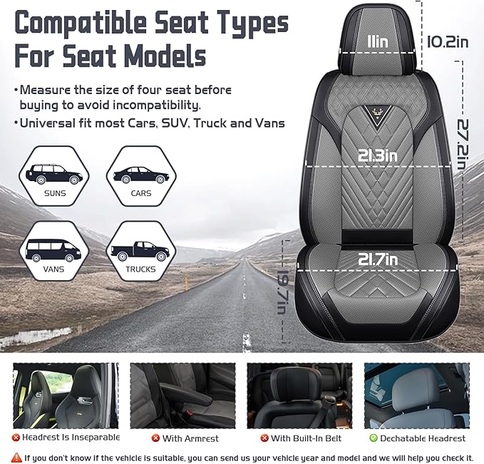 Truck Seat Covers for Ram 3500 2009-2026, Waterproof Premium Leather Full Coverage Car Seat Cover, Muscle Sport Style Auto Interior Seat Cover Sets (Full Set/Black Gray)