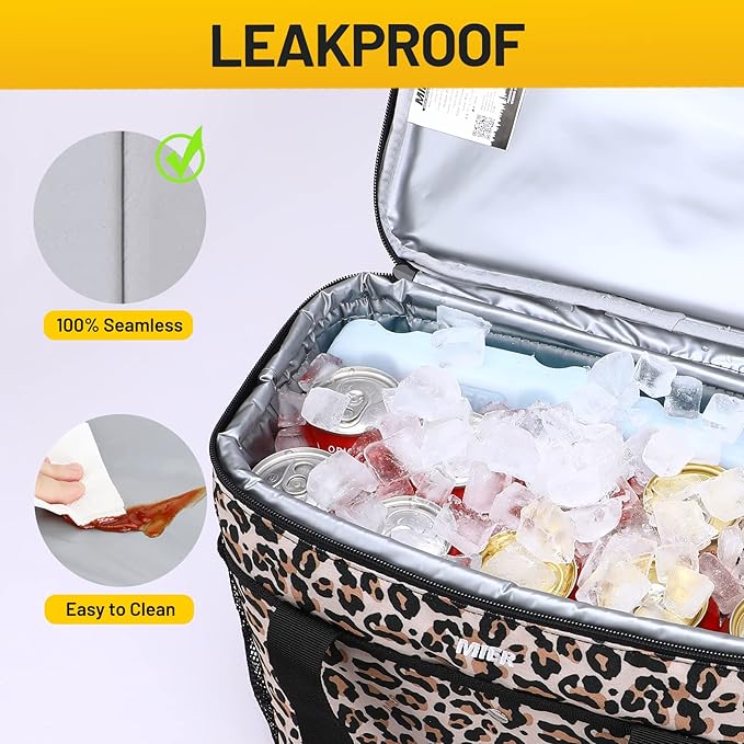 MIER 18L Large Soft Cooler Insulated Picnic Bag for Grocery, Camping, Car, Leopard