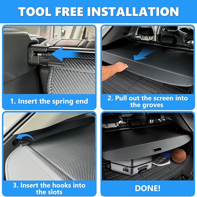 MIALUTY® Cargo Cover for 2008-2012 Ford Escape 2.3L Retractable Trunk Cover Escape Accessories Anti-Peeping Anti-Theft Privacy Screen,Trunk Luggage Shield Shade Carbon Fiber Texture