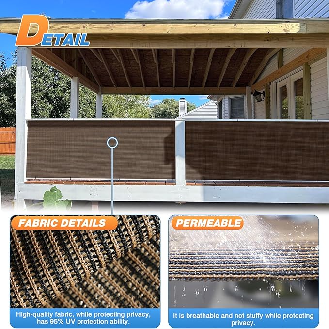 TANG Sun Shade Fabric Roll 8'x92' Shade Cloth for Garden Brown HDPE Mesh Shading Pergola Cover Replacement Canopy, 95% Blockage Sunshades for Outdoor Patio Backyard Plant