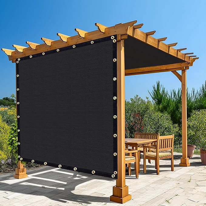 Amagenix 90% Shade Fabric 12'X 22' Black Sun Shade Cloth with Grommets for Pergola Replacement Shade Cover Canopy, Heavy Duty, Cable Zip Ties Included (We Customized)