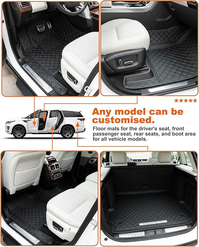 All-Weather car Floor MATS-Suitable for 99% of car Models,Leather car mat, offering Personalized Embroidery and Multiple Color Options,Provide Protection for car Rug (Black Yellow)