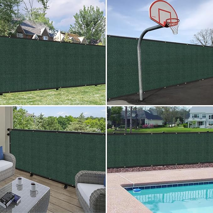 Windscreen4less Privacy Fence Screen Heavy Duty Windscreen Fencing Mesh Fabric Shade Net Cover with Brass Grommtes for Outdoor Wall Garden Yard Pool Deck, 8'x146' Green