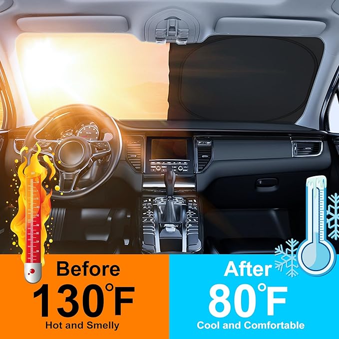 Windshield Sun Shade Custom Fit for 2012 2013 2014 2015 2016 Honda CR-V CRV Accessories Foldable Sunshade Sun Blocker Protect Car from Sun Rays & Heat Damage Keep Car Cooler