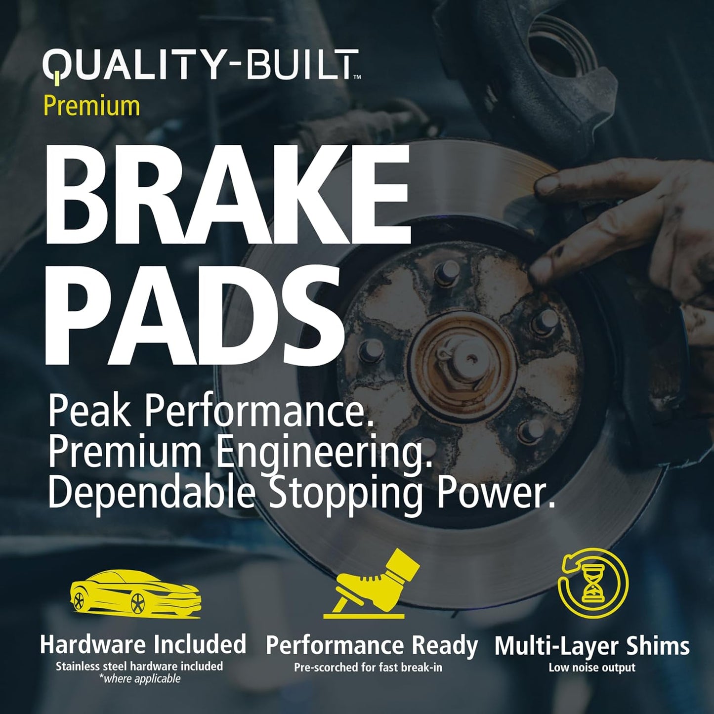 Premium Ceramic Front Brake Pads (1001-1736C) Compatible with INFINITI Q50 2023-2014, Q60 2022-2017, QX50 2017-2016, QX50 2022-2019, QX55 2023-2022, Nissan Rogue 2019-2014, Z 2023
