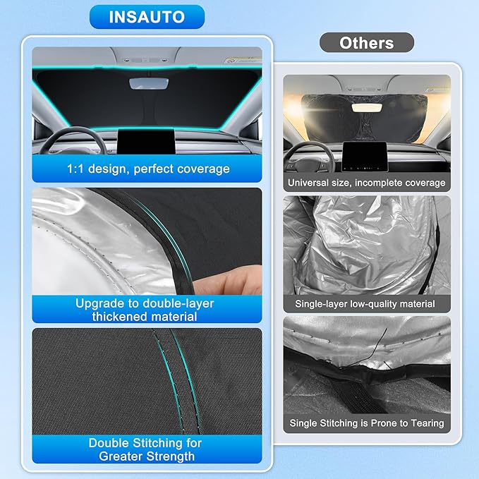 INSAUTO Custom Fit Windshield Sun Shade Accessories for Toyota Corolla Cross 2022-2026, Foldable Front Window Sunshade, UV & Heat Reflector, Keeps Interior Cool, Includes Storage Bag