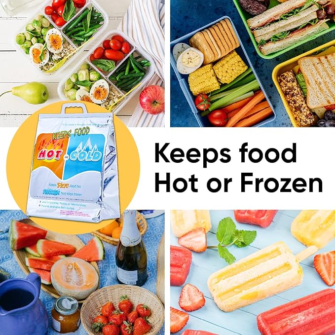 Superio Hot and Cold Insulated Bags for Food Delivery, Grocery Shopping Bags, Food Storage for Hot and Frozen Food for Travel, Disposable Cooler Bag, Reinforced Thermal Lunch Bag (4, 15.5"x13")