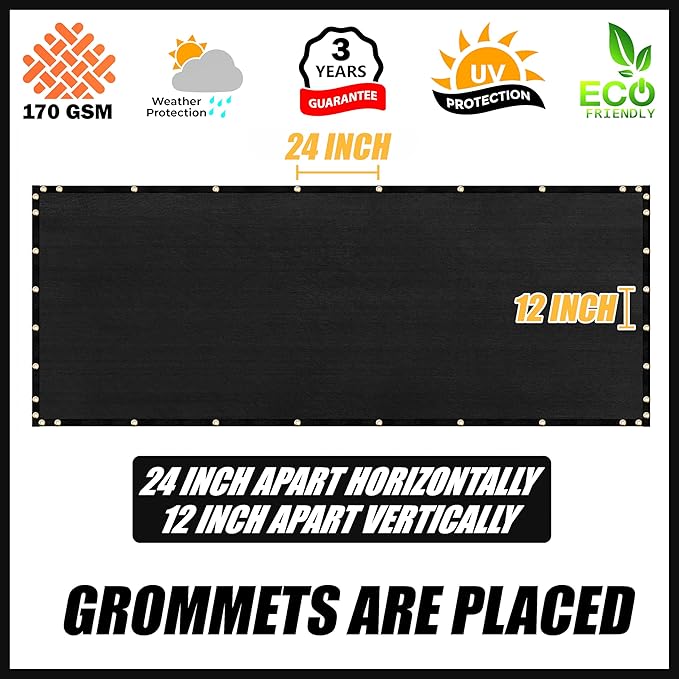 Royal Shade Custom Size 5' x 31' Black Fence Privacy Screen Windscreen Cover Netting Mesh Fabric Cloth - Cable Zip Ties Included (We Make Custom Size)