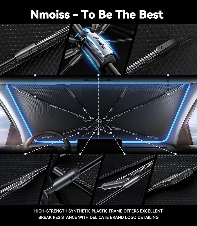Windshield Sun Shade Umbrella for Honda Accord - [Vinyl Coating Heat Shield] Protect Car from Sun Rays & Heat Damage Keep Cool and Protect Interior, Spring Structure Edge