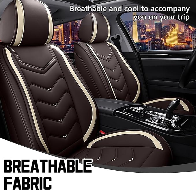 CTDS Car Seat Covers for Nissan Sentra 2000-2026, Stylish Sport Seat Cover, Premium Nappa Leather Car Seat Cover. Automobile Seat Covers Sets.(Standard 2 Seats/Coffee Color)