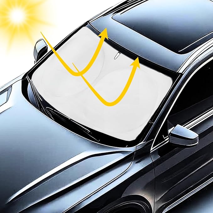 Windshield Sun Shade -Certified 99.87% UVB & 99.02% UVA Car Sun Shade. Award Winning Sunshade - Patented Technology | Compatible for Chrysler 200 2011-2018 | Car Shades by Kinder Fluff