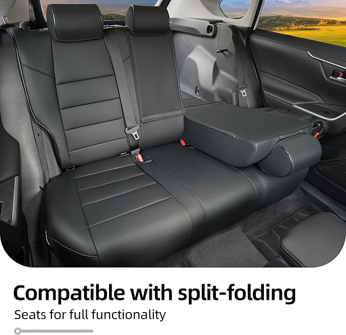 Lolcar Rav4 Seat Covers Custom Fit for Toyota Rav4 2021-2024 Prime SE,XSE & 2019-2025 Hybrid/PHEV SE,XSE, Leather Truck Seat Cover Full Set for SUV,Faux Leather(Black)