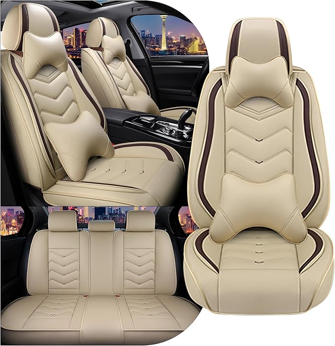 CTDS Car Seat Covers for Mazda CX-5 CX-3 CX-7 CX-9 CX-50 CX-30 CX-70 CX-90 2007-2026, Stylish Sport Seat Cover, Premium Nappa Leather Car Seat Cover.(Luxury 5 Seats/Beige)