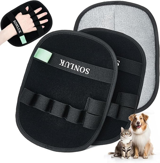 2PCS Pet Hair Removal Glove for Dogs&Cats,Newly Upgraded 5-Finger Reusable Electrostatic Pet Hair Remover,Magic Brush Pet Hair Remover Tool for Laundry,Carpets,Sofa Gaps and Car Seats(Black)