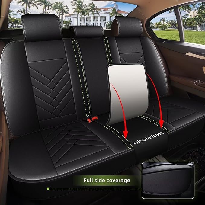 AOMSAZTO Car Seat Covers Fit for Subaru Legacy 1995-2024 2025 2026 Full Set Premium Seat Covers Waterproof Leather Automotive Seat Cushion Protector Compatible with Airbag(5 Seats,Black)