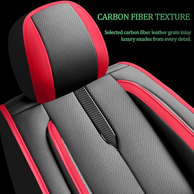 Fit Avalon Car Seat Covers for Toyota Avalon 2001-2024 2025 2026 -Upgraded Premium Waterproof & Breathable Leather,Airbag Compatible,All-Weather Seat Cushion Protector,Full Set,Black-Red