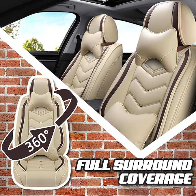Car Seat Covers for Jeep Grand Cherokee L 2021-2026, Premium Nappa Leather Car Seat Cover, Stylish Sport Seat Covers， Automobile Seat Cover Sets.(Luxury 2 Seats/Beige)