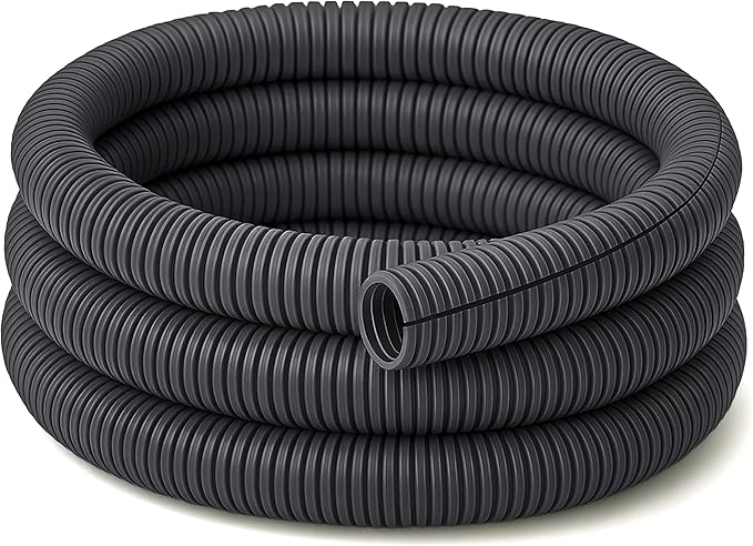 Electriduct Split Wire Loom Tubing Polyethylene Corrugated Flexible Conduit - 1/2" Nominal Size - 20 Feet - Gray