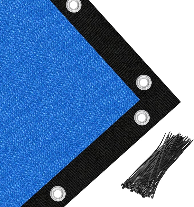 Amagenix 90% Pergola Shade Cover 7' X 10' Sun Shade Cloth with Grommets for Outdoor Garden Patio Porch, Commercial Grade 200 GSM - Cable Zip Ties Included (We Customized) GN108, Blue