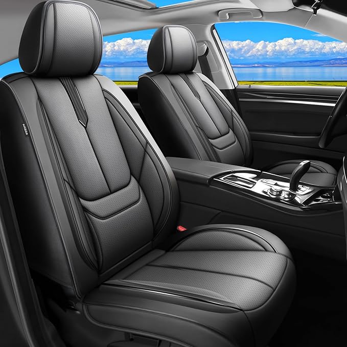 Fit Crosstrek Car Seat Covers for Subaru Crosstrek 2016-2025 2026 -Upgraded Premium Waterproof & Breathable Leather, Airbag Compatible, All-Weather Seat Cushion Protector,2 Front/Black