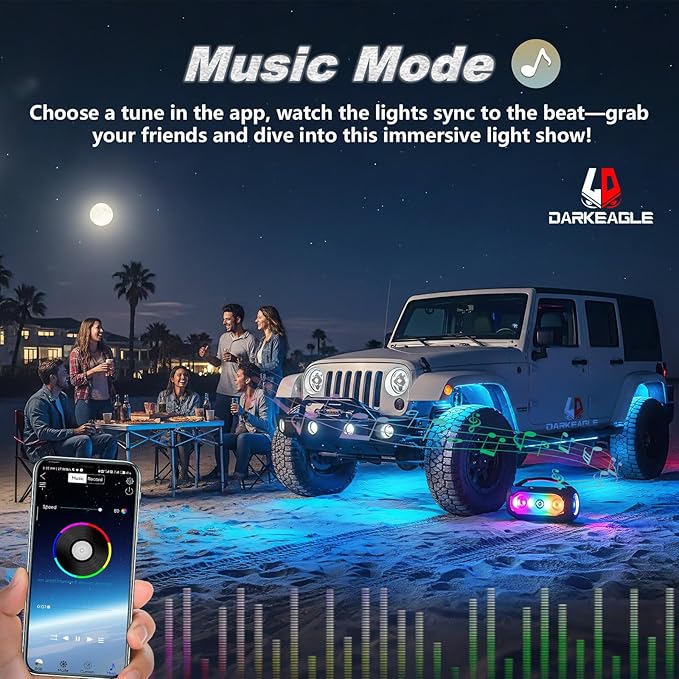 4Pods Heavy Duty Aluminum RGBW LED Rock Lights Kit for ATV UTV 4 Wheeler Can-Am SXS RZR Side by Side Offroad Vehicle, APP & RF Remote, Plug&Play Pre-Wired, IP67 Waterproof 12V Underglow Accent Light