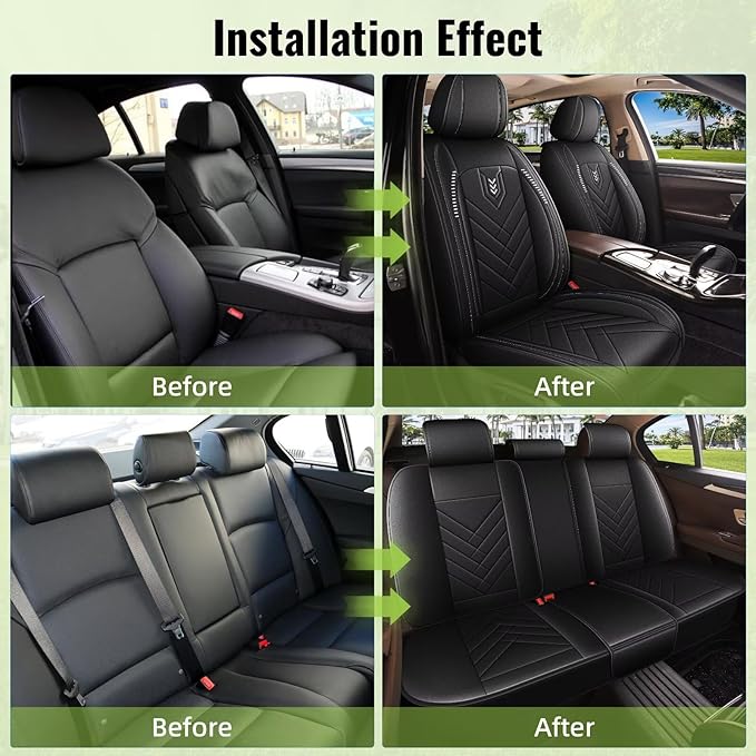 AOMSAZTO Car Seat Covers Fit for Buick Encore 2017-2026: Full Set Waterproof Faux Leather Automotive Seat Covers Vehicle Seat Cushion Protector Car Interior Covers(5 Seats Black)