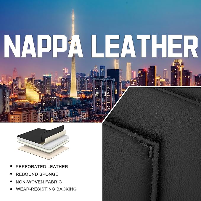 CTDS Car Seat Covers for Honda HR-V 2016-2026, Stylish Sport Seat Cover, Premium Nappa Leather Car Seat Cover. Automobile Seat Covers Sets.(Luxury 2 Seats/Pure Black)