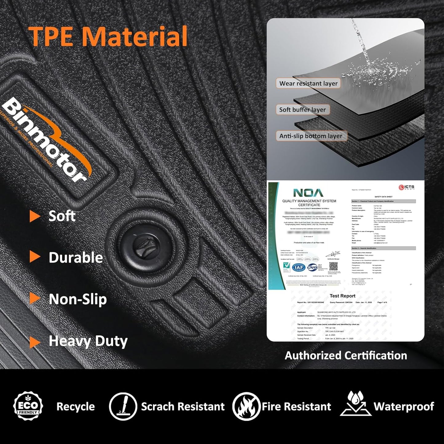 Binmotor-Floor Mats for 2025 Mazda CX70 & CX-70 PHEV & CX-90 & CX-90 PHEV，Front and 2nd Row,TPE All Weather Car Accessories Mats for Mazda CX 70, Floor Liners Waterproof, Nonslip-Black