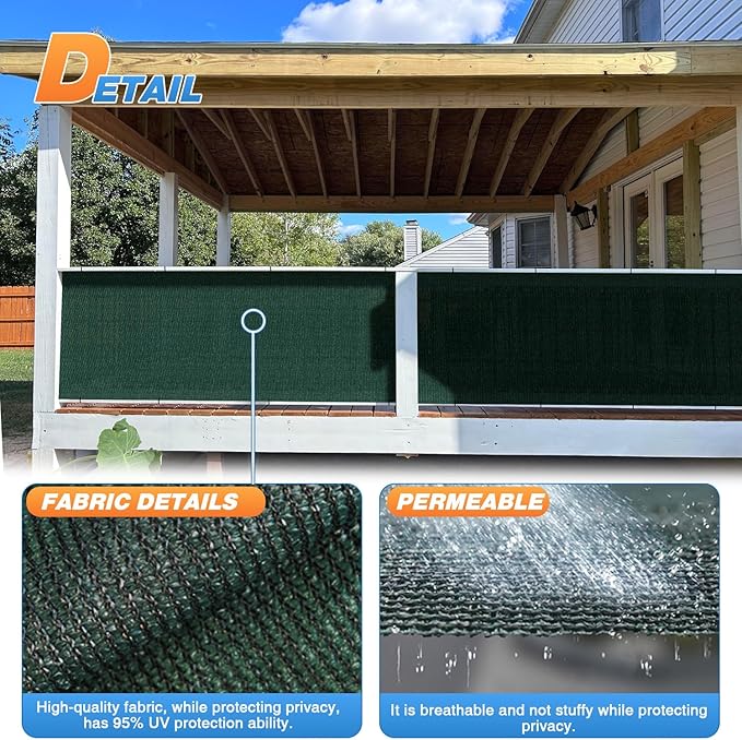 TANG Sun Shade Fabric Roll 8'x3' Shade Cloth for Garden Dark Green HDPE Mesh Shading Pergola Cover Replacement Canopy, 95% Blockage Sunshades for Outdoor Patio Backyard Plant