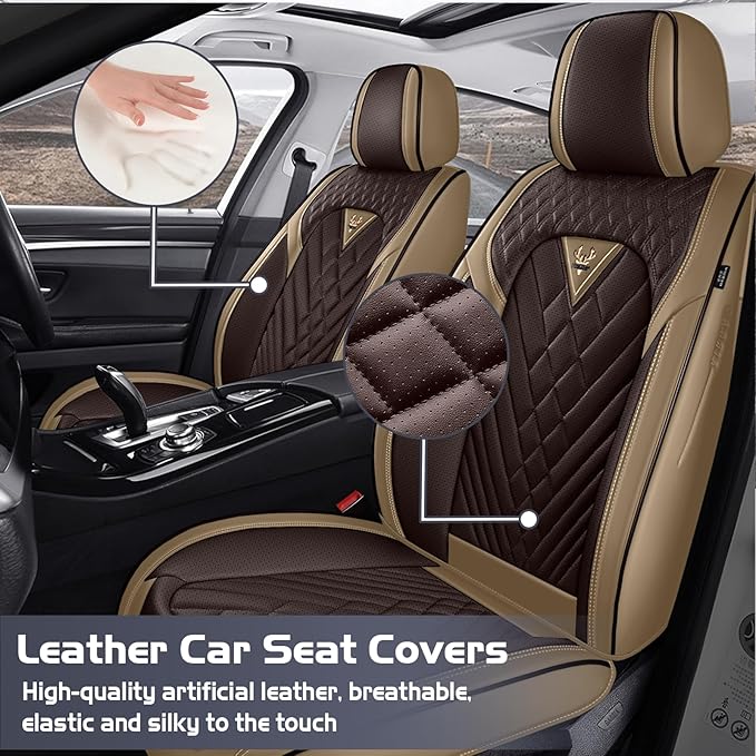 Truck Seat Covers for Toyota Tacoma 2006-2026, Waterproof Premium Leather Full Coverage Car Seat Cover, Muscle Sport Style Auto Interior Seat Cover Sets (Full Set/Brown Coffee)