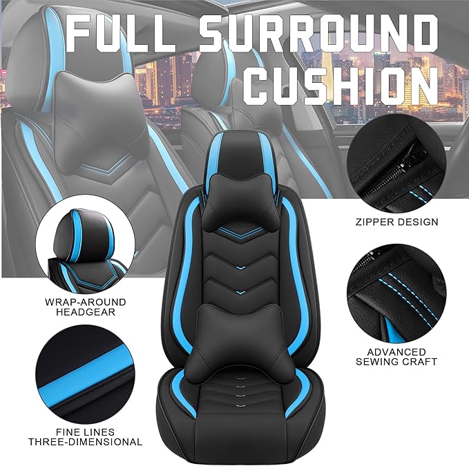 CTDS Car Seat Covers for Honda HR-V 2016-2026, Stylish Sport Seat Cover, Premium Nappa Leather Car Seat Cover. Automobile Seat Covers Sets.(Luxury 5 Seats/Black Blue)