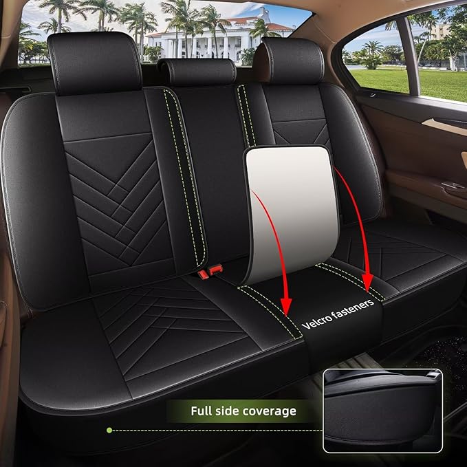 AOMSAZTO Car Seat Covers Fit for Kia Seltos 2021-2025 2026 Full Set Premium Seat Covers Waterproof Leather Automotive Seat Cushion Protector Compatible with Airbag(5 Seats,Black)